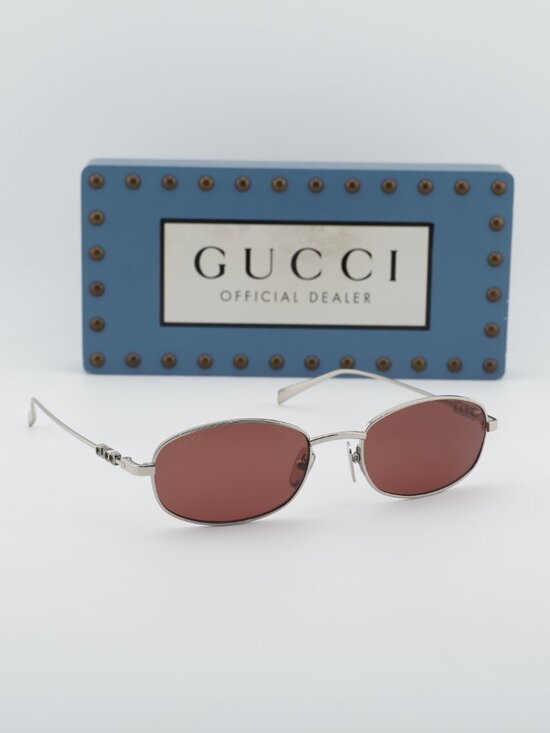 Gucci GG1940S 003 Rectangle Sunglasses - Silver / Red main image 6